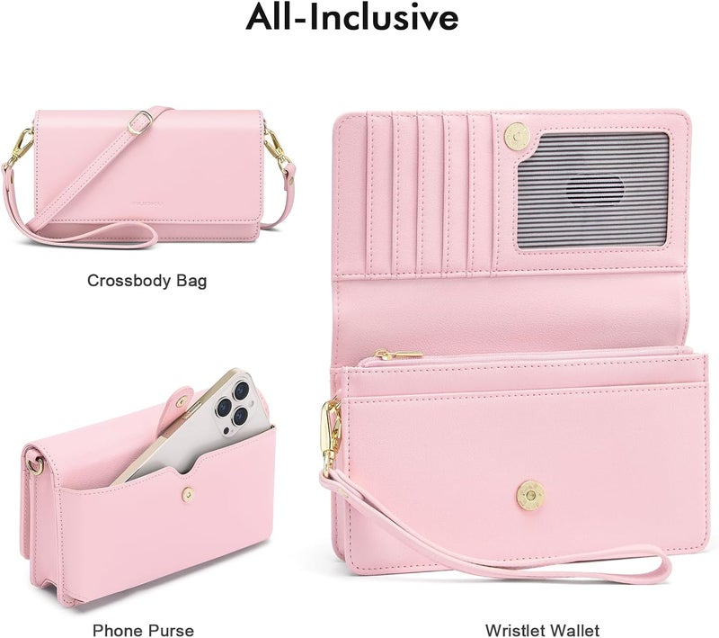Nuoku Crossbody Bag for Women Cellphone Little Purse with Credit Card Slots Lightweight Leather Wristlet Wallet | Cellphone, Little Purse, Lightweight - Image 2